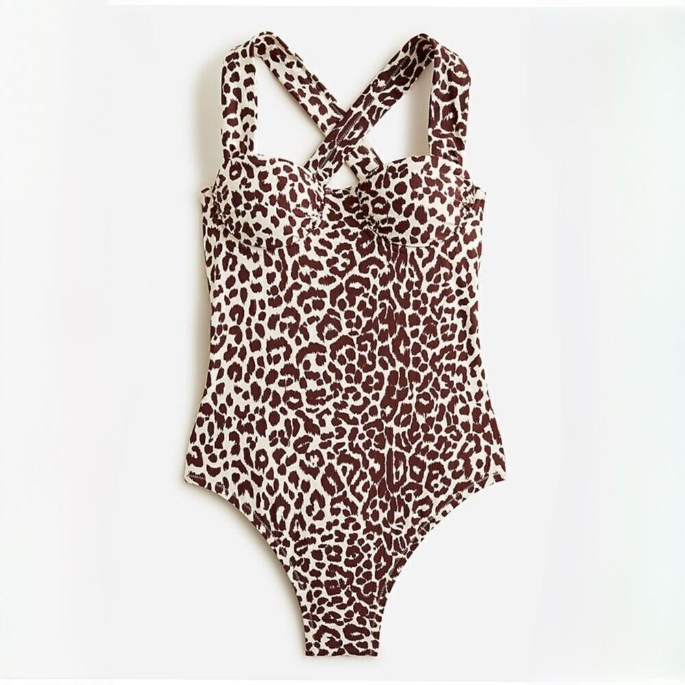 J. Crew Ruched-cup one-piece in leopard print size 20